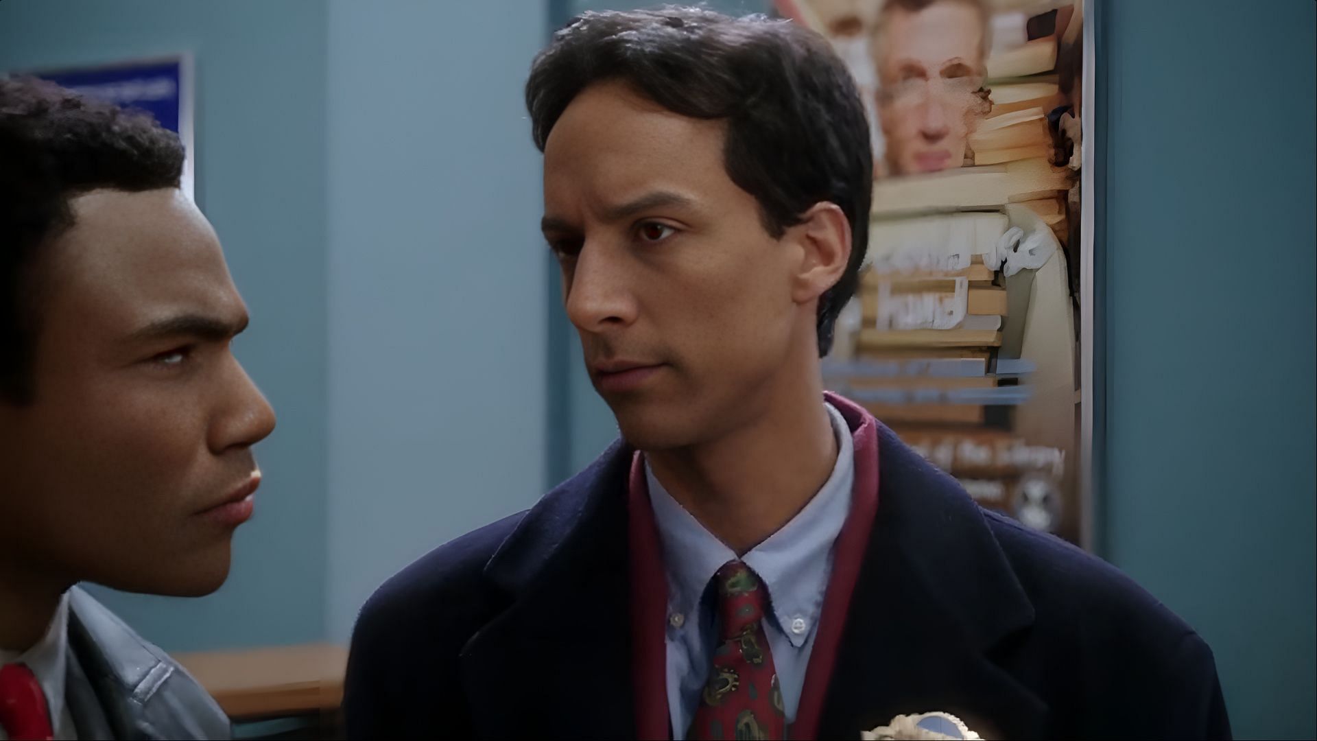 Abed and Troy channel their inner film noir detectives in one of Community's many genre-bending episodes. (Image via AppleTv)